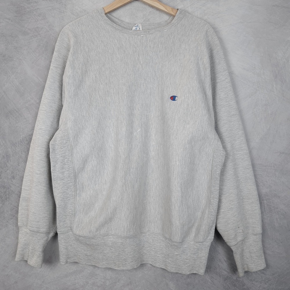 Vintage Champion Reverse Weave Sweatshirt Mens XL Gray Blank Warmup USA 80s